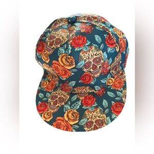 Hip Hop Skulls & Roses Brightly Colored Snap Back Trucker Hat OS Halloween Fun